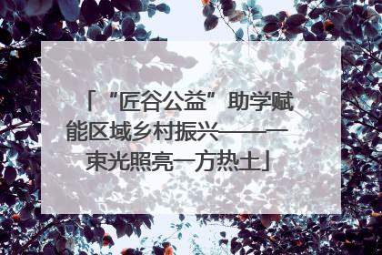 “匠谷公益”助学赋能区域乡村振兴——一束光照亮一方热土