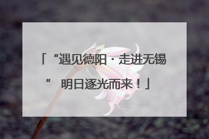 “遇见德阳・走进无锡” 明日逐光而来！