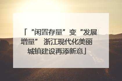 “闲置存量”变“发展增量” 浙江现代化美丽城镇建设再添新意
