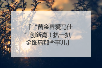 “黄金界爱马仕”创新高！扒一扒金饰品那些事儿