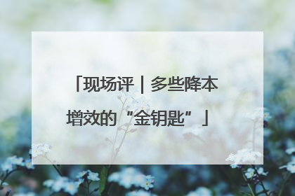 现场评｜多些降本增效的“金钥匙”
