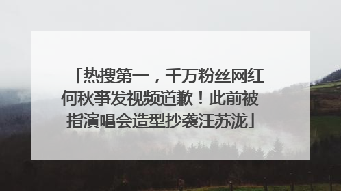 热搜第一，千万粉丝网红何秋亊发视频道歉！此前被指演唱会造型抄袭汪苏泷