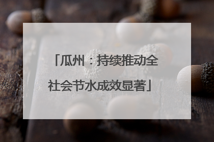 瓜州：持续推动全社会节水成效显著