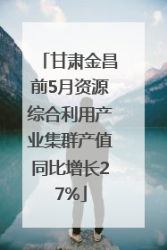 甘肃金昌前5月资源综合利用产业集群产值同比增长27%
