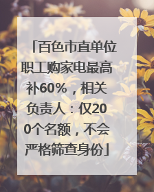 百色市直单位职工购家电最高补60％，相关负责人：仅200个名额，不会严格筛查身份