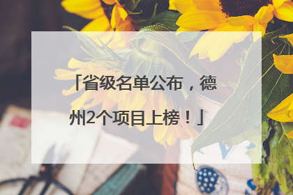 省级名单公布，德州2个项目上榜！
