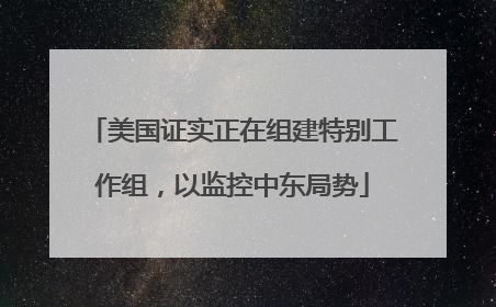 美国证实正在组建特别工作组，以监控中东局势