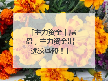 主力资金｜尾盘，主力资金出逃这些股！