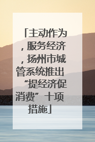 主动作为，服务经济，扬州市城管系统推出“提经济促消费”十项措施