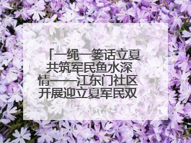 一绳一篓话立夏 共筑军民鱼水深情——江东门社区开展迎立夏军民双拥活动
