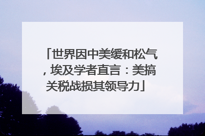世界因中美缓和松气，埃及学者直言：美搞关税战损其领导力