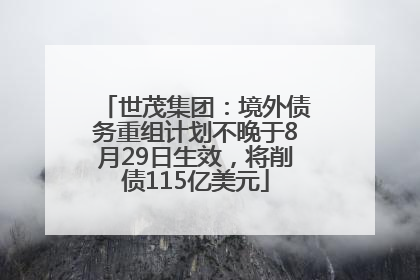 世茂集团：境外债务重组计划不晚于8月29日生效，将削债115亿美元