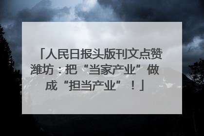 人民日报头版刊文点赞潍坊：把“当家产业”做成“担当产业”！