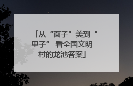 从“面子”美到“里子” 看全国文明村的龙池答案
