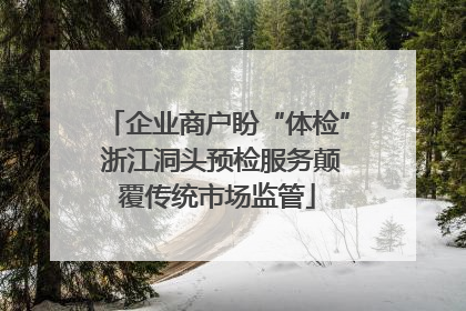 企业商户盼“体检” 浙江洞头预检服务颠覆传统市场监管