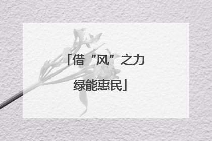 借“风”之力 绿能惠民