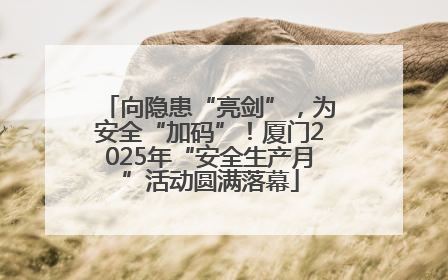 向隐患“亮剑”，为安全“加码”！厦门2025年“安全生产月”活动圆满落幕