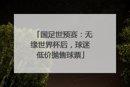 国足世预赛：无缘世界杯后，球迷低价抛售球票