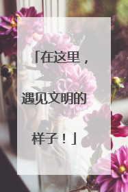 在这里，遇见文明的样子！