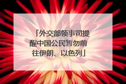 外交部领事司提醒中国公民暂勿前往伊朗、以色列