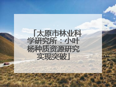太原市林业科学研究所：小叶杨种质资源研究实现突破