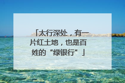太行深处，有一片红土地，也是百姓的“绿银行”