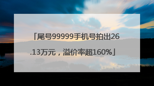 尾号99999手机号拍出26.13万元，溢价率超160%