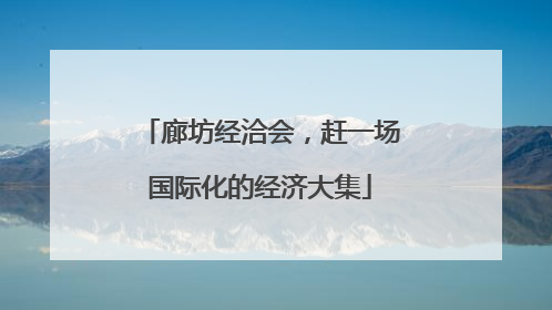 廊坊经洽会，赶一场国际化的经济大集