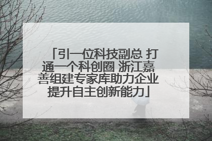 引一位科技副总 打通一个科创圈 浙江嘉善组建专家库助力企业提升自主创新能力