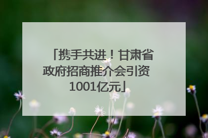 携手共进！甘肃省政府招商推介会引资1001亿元