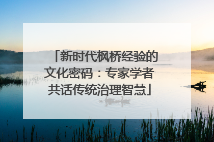 新时代枫桥经验的文化密码：专家学者共话传统治理智慧