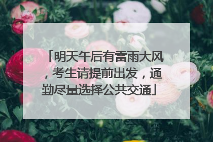 明天午后有雷雨大风，考生请提前出发，通勤尽量选择公共交通