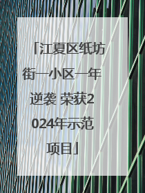 江夏区纸坊街一小区一年逆袭 荣获2024年示范项目