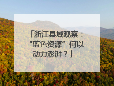 浙江县域观察：“蓝色资源”何以动力澎湃？