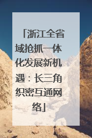 浙江全省域抢抓一体化发展新机遇：长三角织密互通网络