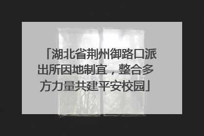 湖北省荆州御路口派出所因地制宜，整合多方力量共建平安校园