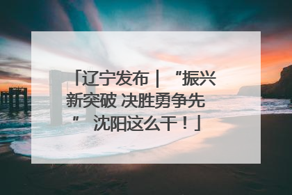 辽宁发布｜“振兴新突破 决胜勇争先” 沈阳这么干！