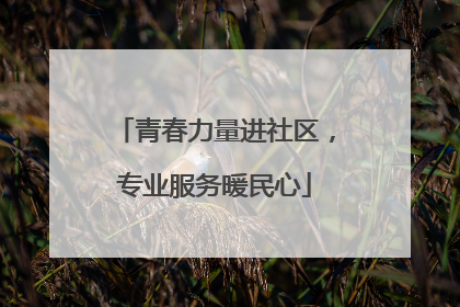 青春力量进社区，专业服务暖民心