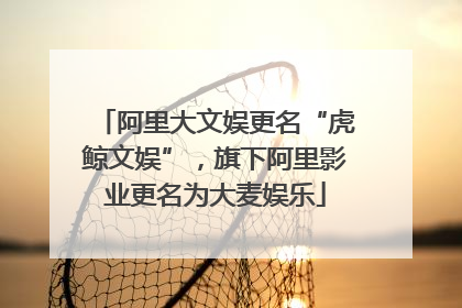 阿里大文娱更名“虎鲸文娱”，旗下阿里影业更名为大麦娱乐