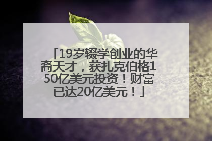 19岁辍学创业的华裔天才，获扎克伯格150亿美元投资！财富已达20亿美元！